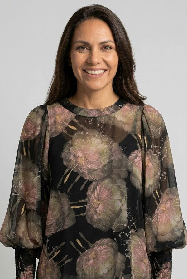 Izabel London Printed Long Sleeve Layered Blouse
