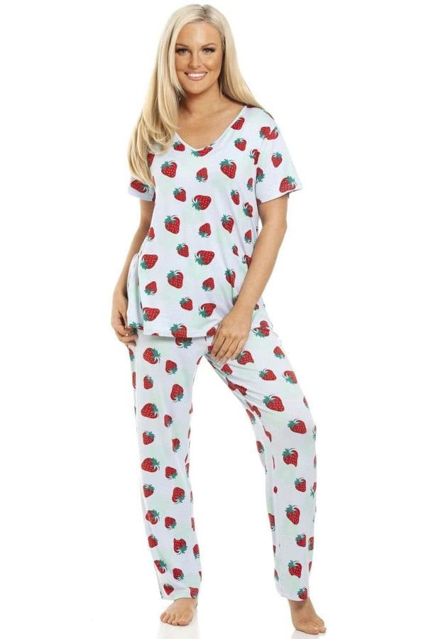 Womens Full Length Floral Print Spandex Pyjama Set