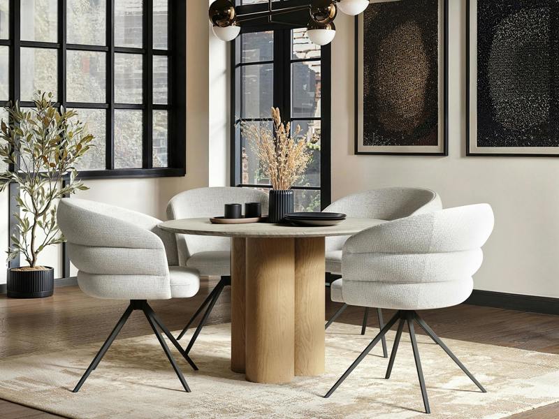 SOLACE+CO Deko Dining Table with 4 Eira Chairs Set - Oak