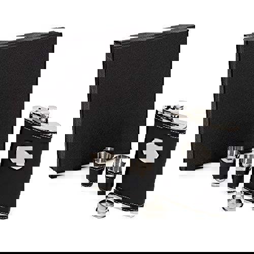 KAV Hip Flask Set with Gift Box 9 oz Hip Flask with Funnel & 2 Shot Cups | Stainless Steel Hip Flask, Hip Flask Gift Set + Funnel