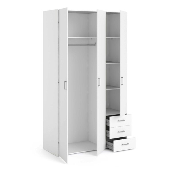 Wyld Haus Munich White Wooden 3 Doors 3 Drawers 5 Shelves