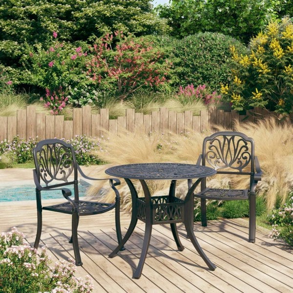 Berkfield 3 Piece Bistro Set Cast Aluminium Black