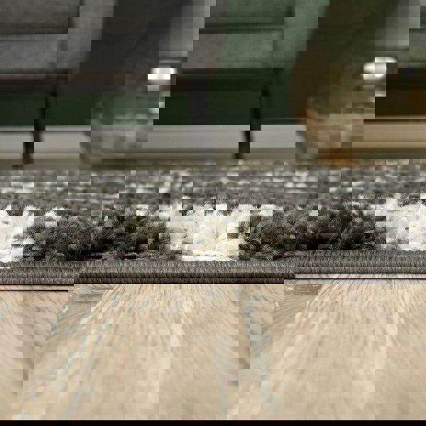 Diamond Design Thick Shaggy Area Rugs Dark Grey