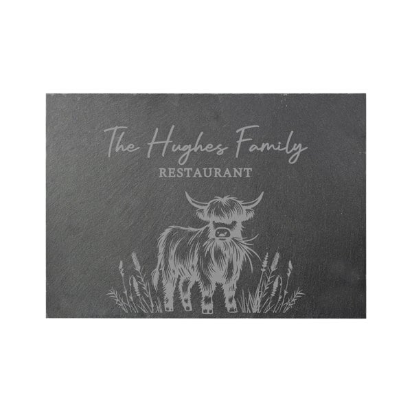 Personalised Memento Company Personalised Highland Cow Slate Placemat