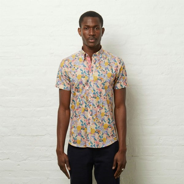 Gabicci V54GW03 Mens Teddy Short Sleeve Pattern Shirt Gabicci Vintage - PEACH