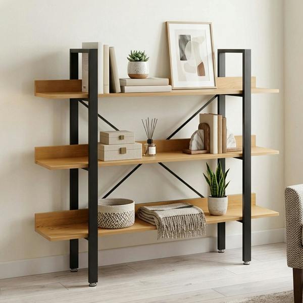 Laxton 3 Tier Light Oak Effect Shelving Unit