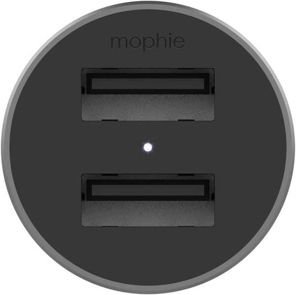 Mophie 24W 2.4 Amp Dual USB A Car Charger Aluminium Silver - 409903476
