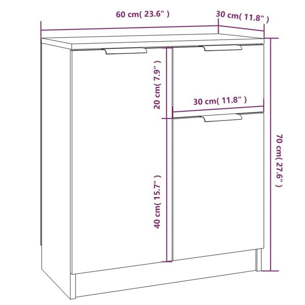 Berkfield Sideboards 2 pcs Grey Sonoma 60x30x70 cm Engineered Wood