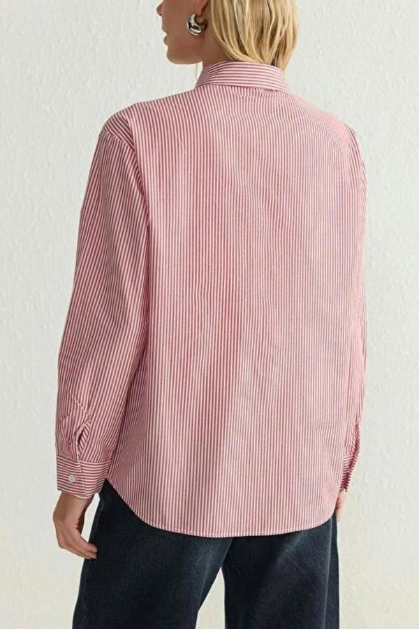 WOVCOR Striped Woven Shirt with Pocket Detail