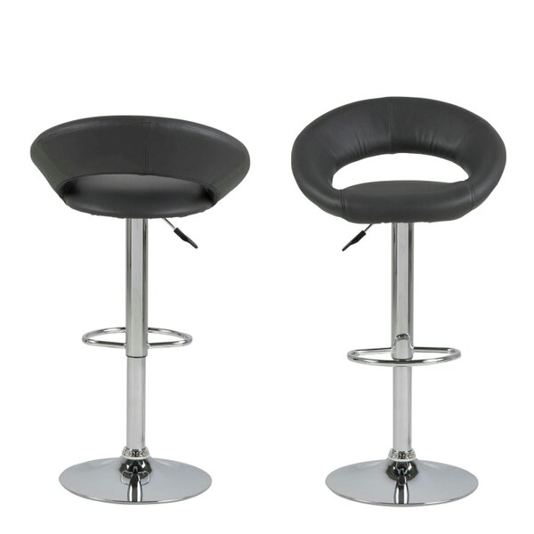 Wyld Haus Set of 2 Jorah Dark Grey Faux Leather Swivel Bar Stool Open Back