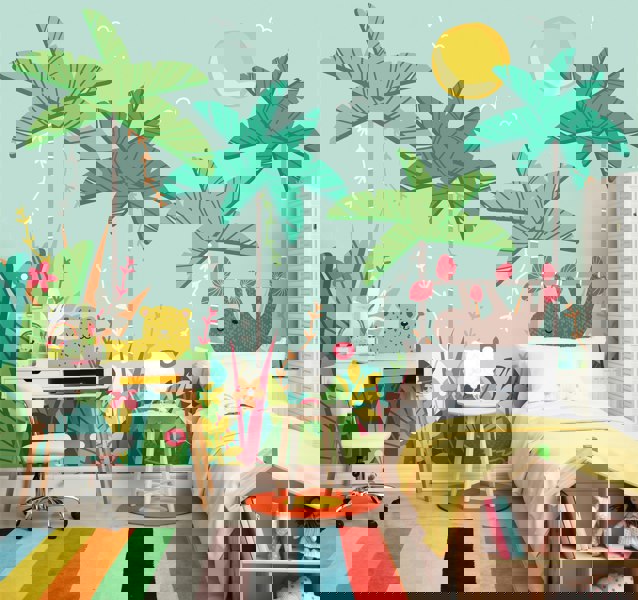 Origin Murals Jungle Animals Wall Mural - Blue