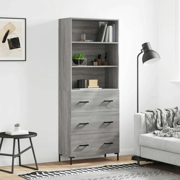 Berkfield Highboard Grey Sonoma 69.5x34x180 cm Engineered Wood