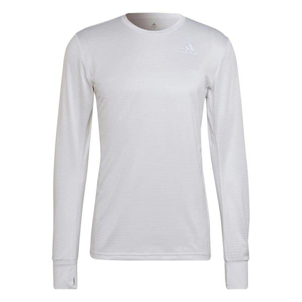 Adidas Mens Performance Long-Sleeved Running T-Shirt - White - 