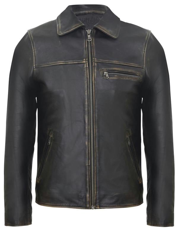 Infinity Leather Mens Classic Cow Hide Leather Biker Jacket