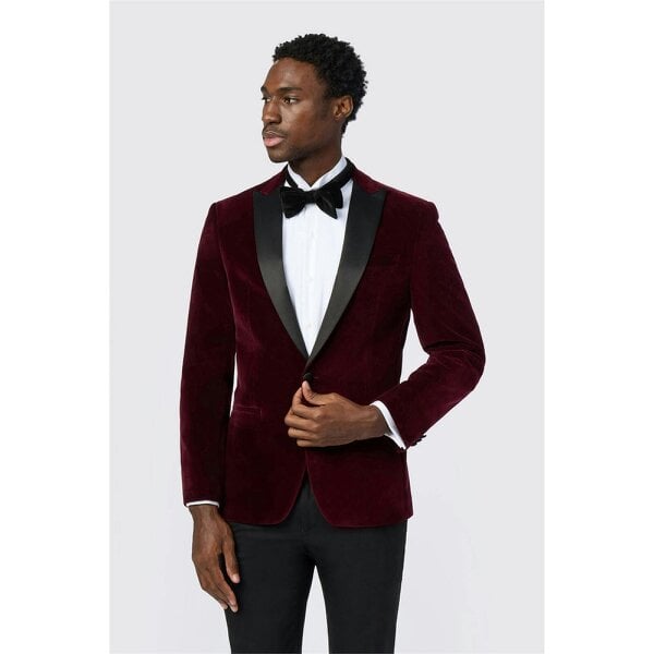 Antique Rogue Slim Fit Franklin Merlot Velvet Blazer