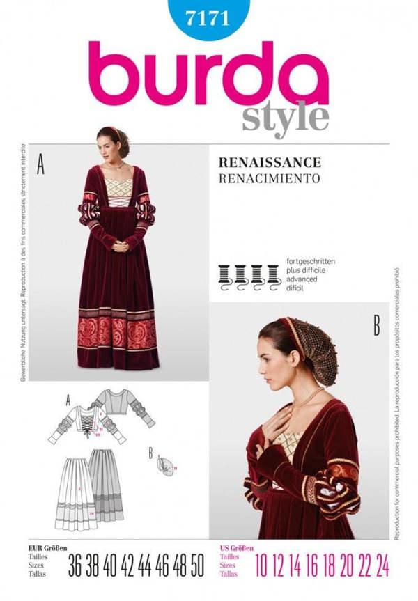 Burda Sewing Pattern 7171 Costumes For Women, Sizes: 10-24 - Advanced