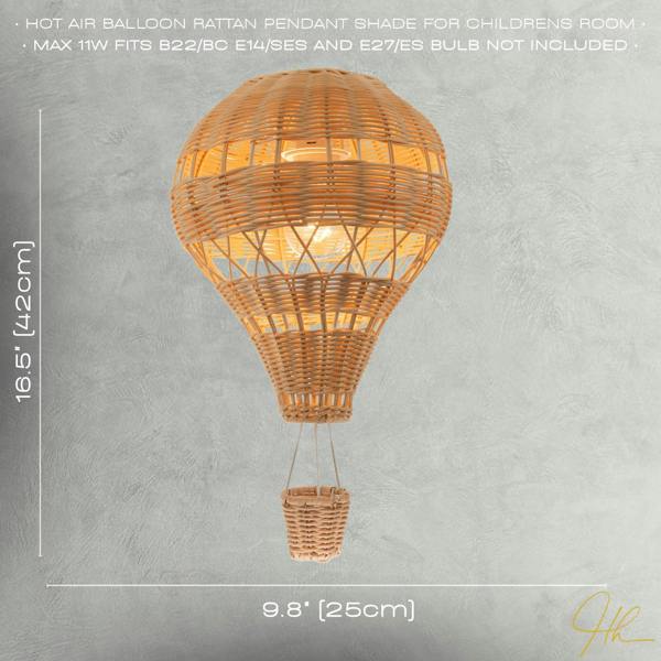 Quirky Hot Air Balloon Natural Rattan Easy Fit Pendant Lighting Shade Image 7