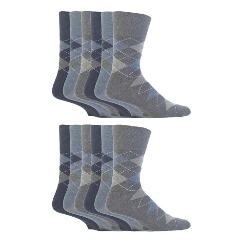 Gentle Grip 12 Pairs Mens Cotton Rich Everyday Socks Soft Top Flat Seam Comfort Socks - 6-11 UK - MGG38