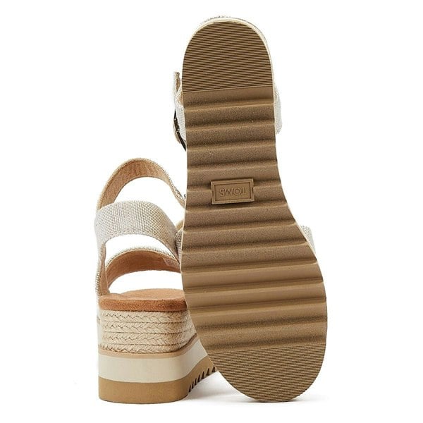TOMS Diana Canvas Wedge Natural Women's White Sandals