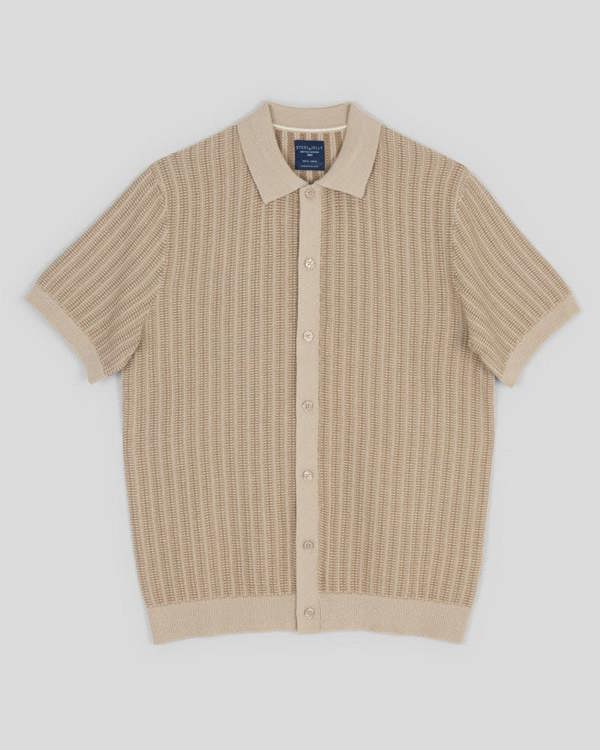 Steel & Jelly Heston - Stripe Textured Knitted Short Sleeve Shirt