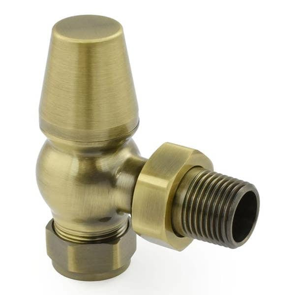 West Radiators Jaguar Thermostatic Radiator Valve - Antique Brass (Angled TRV)