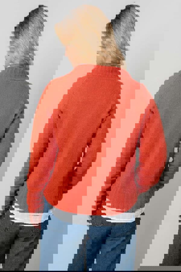 Lily & Me Woodchester V-Neck Boxy Knit Jumper Red