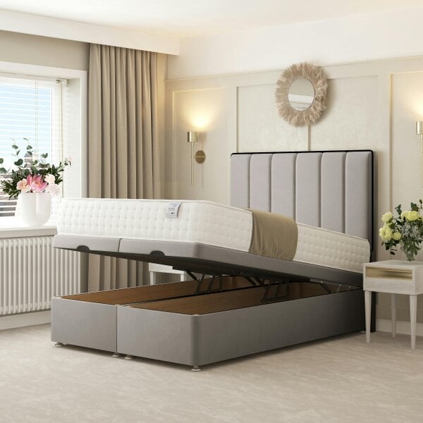 Bed Choices Herringbone Ottoman Divan Bed - Light Grey
