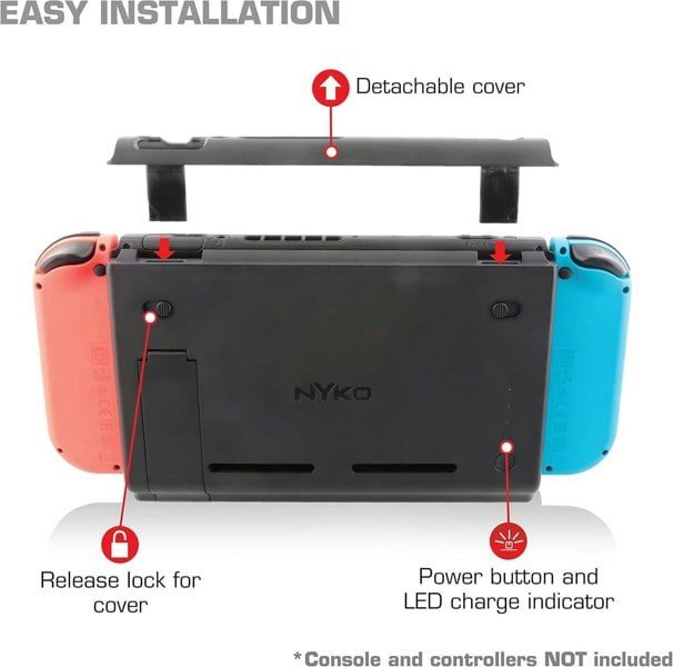 Nyko Power Pak for Nintendo Switch 5000 mAh USB Type C Cable Charge