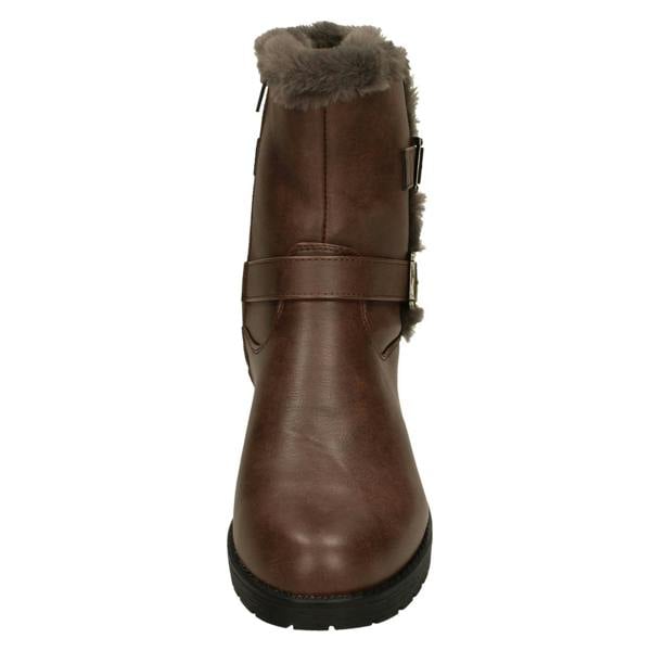 Spot On Ladies Spot On Buckle Detailed Ankle Boots F4451