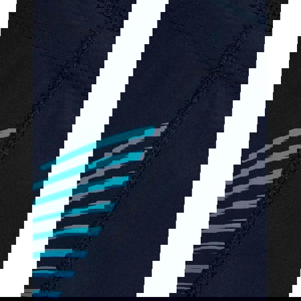 Navy boys medley logo aquashorts with turquoise stripes