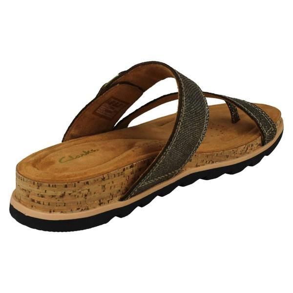 Clarks Ladies Clarks Strappy Toe Post Wedge Heeled Sandals Yacht Beach
