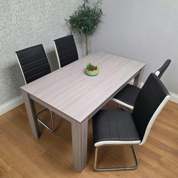 Kosy Koala Dining Table With 4 Chairs Grey Dining Set With 4 Black Chairs Dining Furniture
