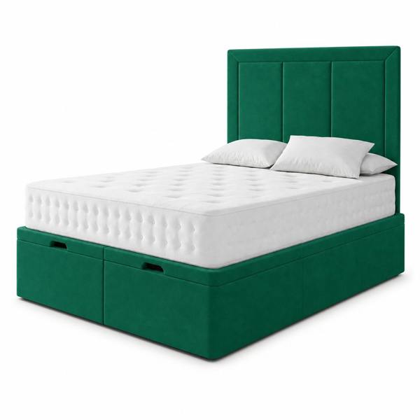 Great British Beds Panama Divan Ottoman Bed - Green Plush