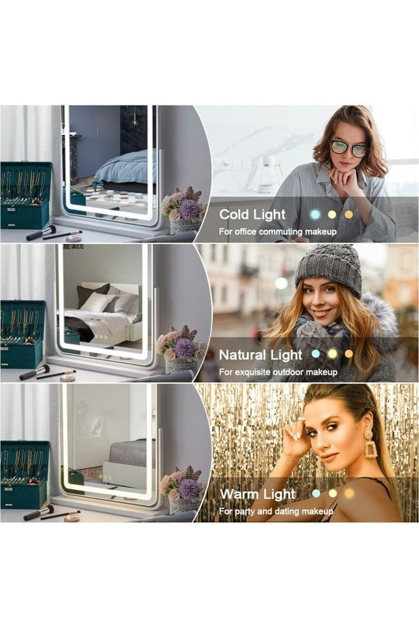 Living and Home Adjustable Frameless 3-Light Modes Makeup Vanity Mirror,48*59cm