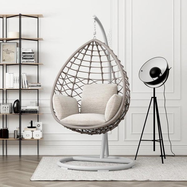 Kye Rattan Garden Hanging Egg Chair with Stand, Indoor/ Outdoor Furniture-Weilai-Style 1 With Grey Stand-Weilai Concept