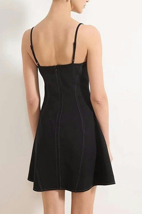 WOVCOR Mini Dress with Contrast Stitch Detail