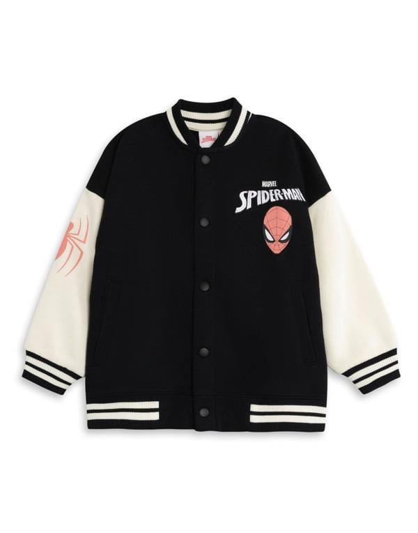 Marvel Boys Black Spiderman Varsity Jacket