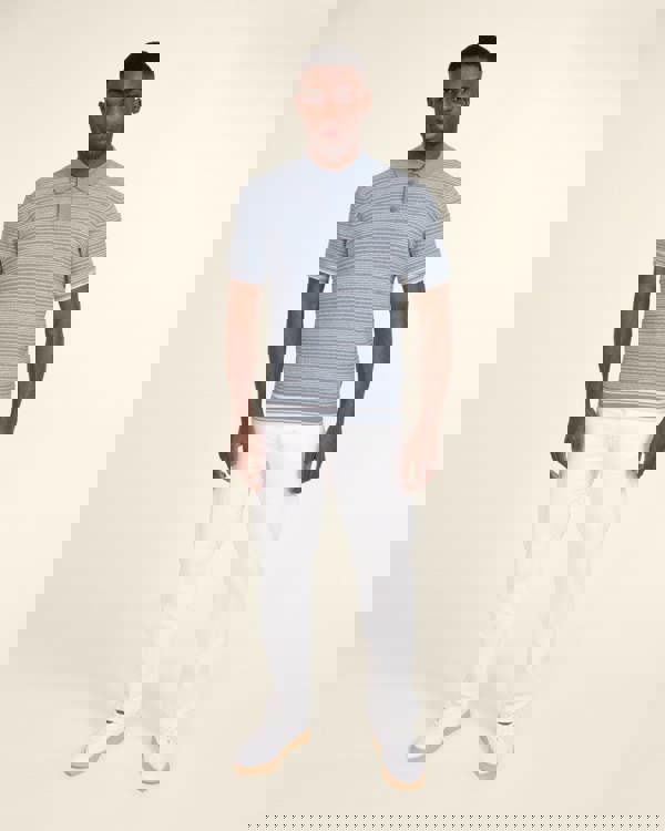 Larsson & Co Knitted Polo Shirt With Horizontal Stripe