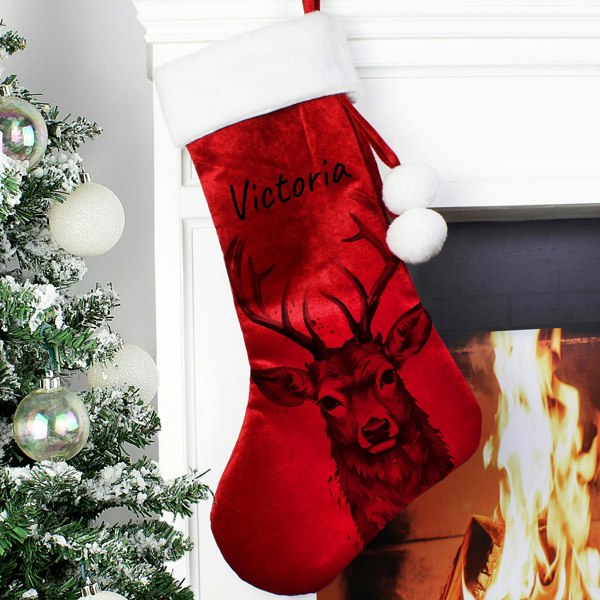 Personalised Memento Company Personalised Stag Red Stocking