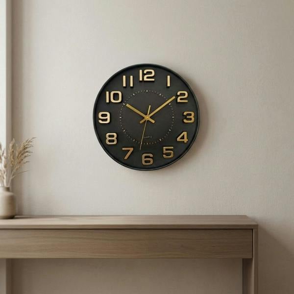 Garden Greatness Contemporary Black & Gold Wall Clock