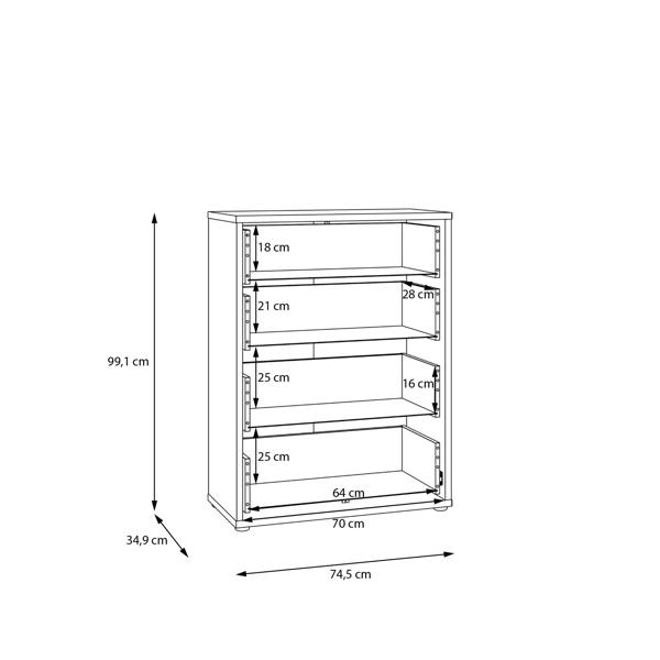 Alice Springs 4 Drawer Chest with Push-to-Open Drawers in Light Grey