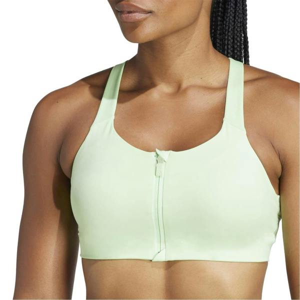 Adidas Womens/Ladies Zip Front Snug Fit Sports Bra - Green - 