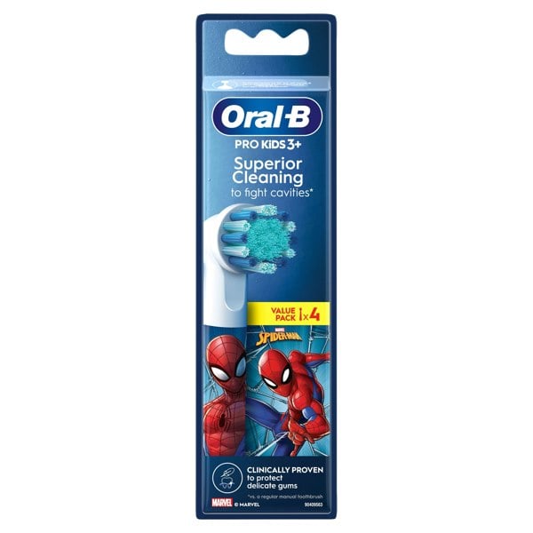 Oral-B Pro Kids Toothbrush Heads Featuring Spiderman, 4 Counts