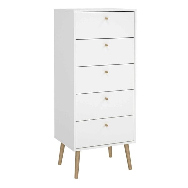 Wyld Haus Quietbloom White Wooden Storage Chest 5 Drawers