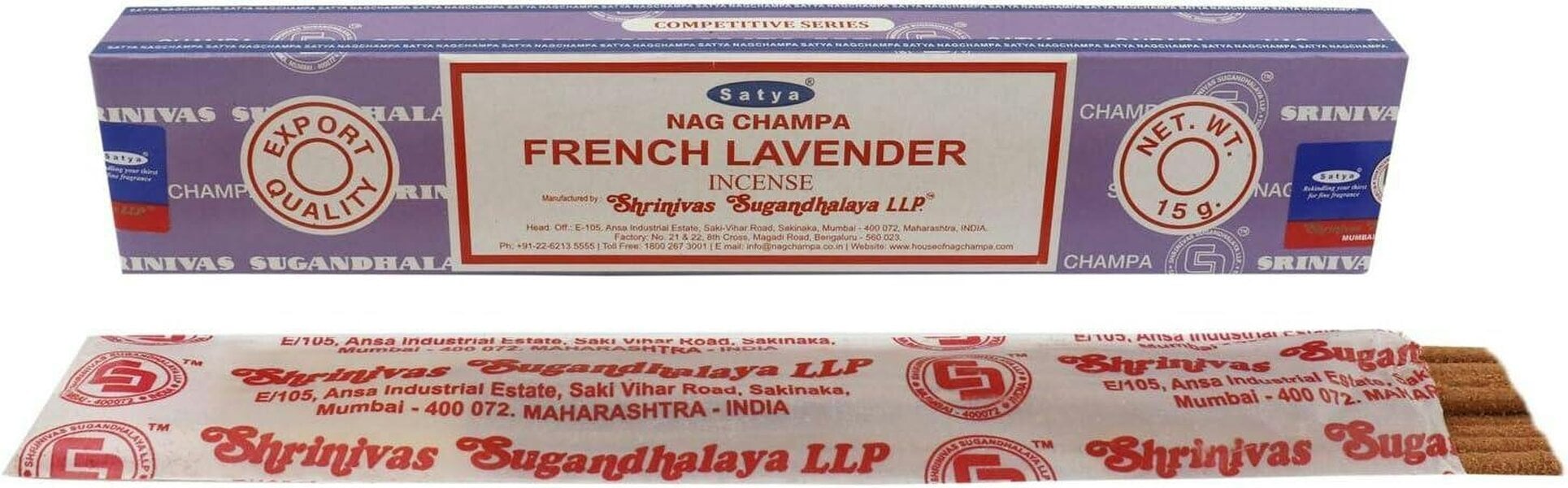 Satya French Lavender Incense Sticks, 12 x 15g Packs