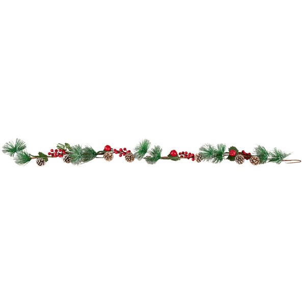 Samuel Alexander 1.5m Christmas Berry Garland with Pinecones and Silver Glitter Tips
