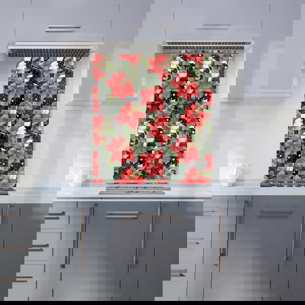 Warren Reed - Designer Poinsettia, Watercolor Style Kitchen Splashback