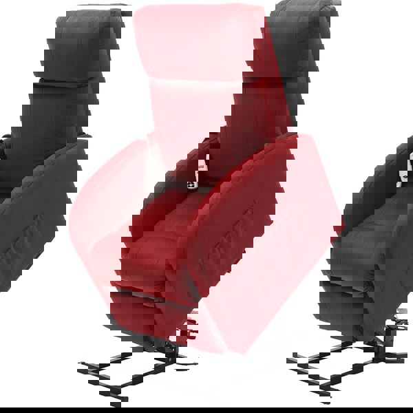Single Motor Rise and Recline Lounge Chair - Red Coloured Micro Fibre Material Loops