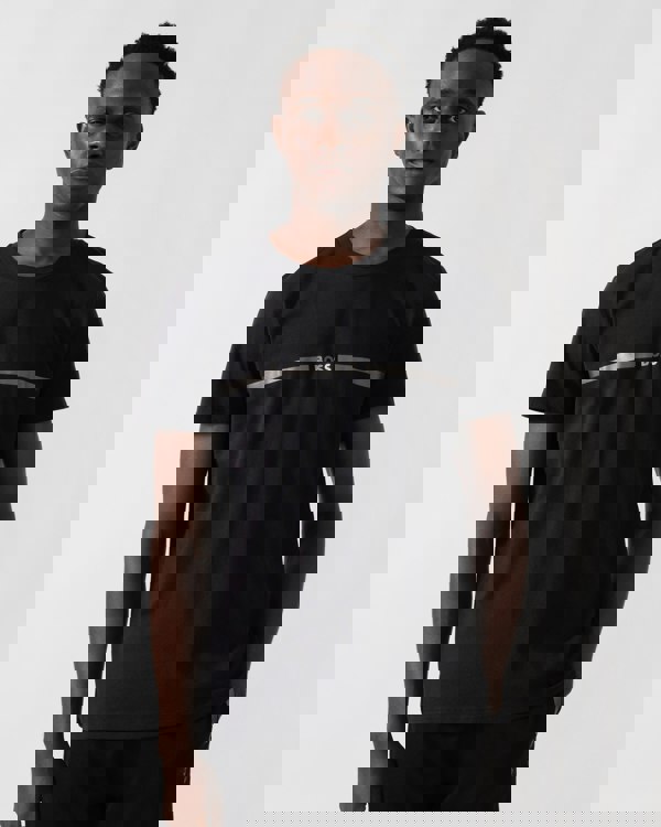 BOSS Orange Mens Metallic Stripe Logo T-Shirt - Black 005