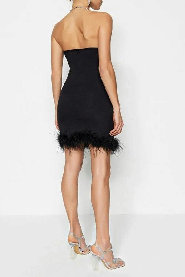 WOVCOR Fitted Sparkling Stone Embellished Woven Short Dress